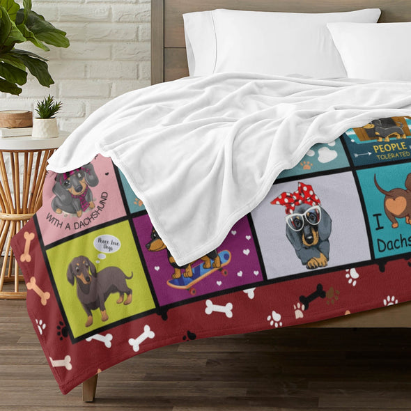 Dachshund Pattern Blanket Fleece Throw Blanket Super Soft Warm Gifts for Baby Girls Boys Kids Mom Grandma Room Decor