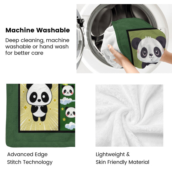 Panda Pattern Blanket Fleece Throw Blanket Super Soft Warm Gifts for Baby Girls Boys Kids Mom Grandma Room Decor