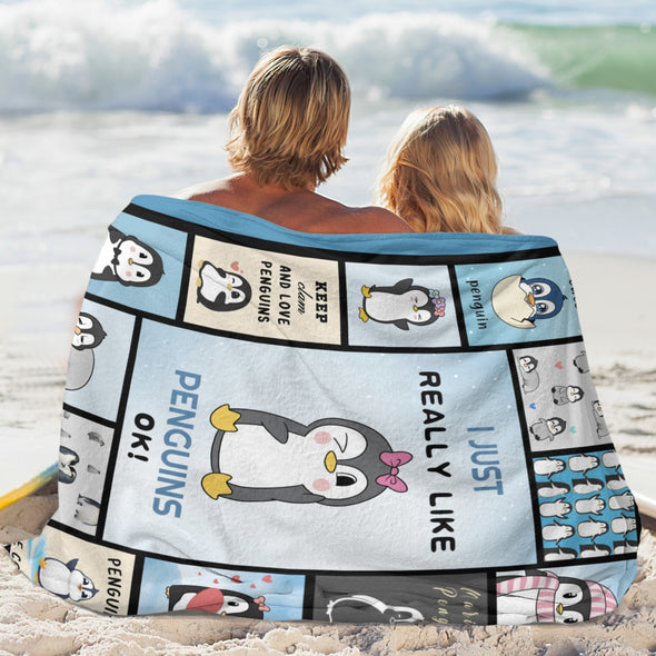 Penguin Blanket Fleece Throw Blanket Super Soft Warm Gifts for Baby Girls Boys Kids Mom Grandma Room Decor