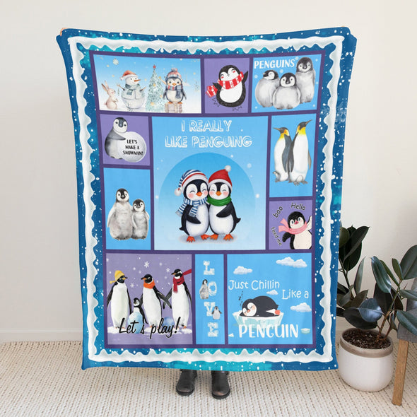 Penguin Blanket Fleece Throw Blanket Super Soft Warm Gifts for Baby Girls Boys Kids Mom Grandma Room Decor