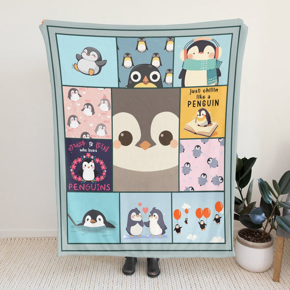 Penguin Blanket Fleece Throw Blanket Super Soft Warm Gifts for Baby Girls Boys Kids Mom Grandma Room Decor