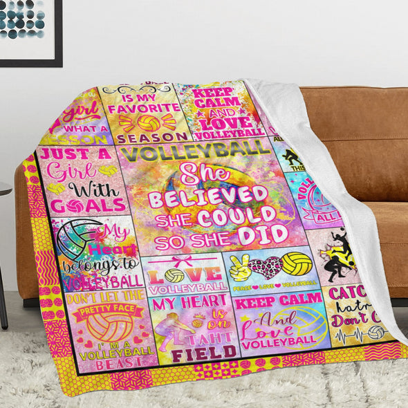 Volleyball Pattern Blanket Fleece Throw Blanket Super Soft Warm Gifts for Baby Girls Boys Kids Mom Grandma Room Decor