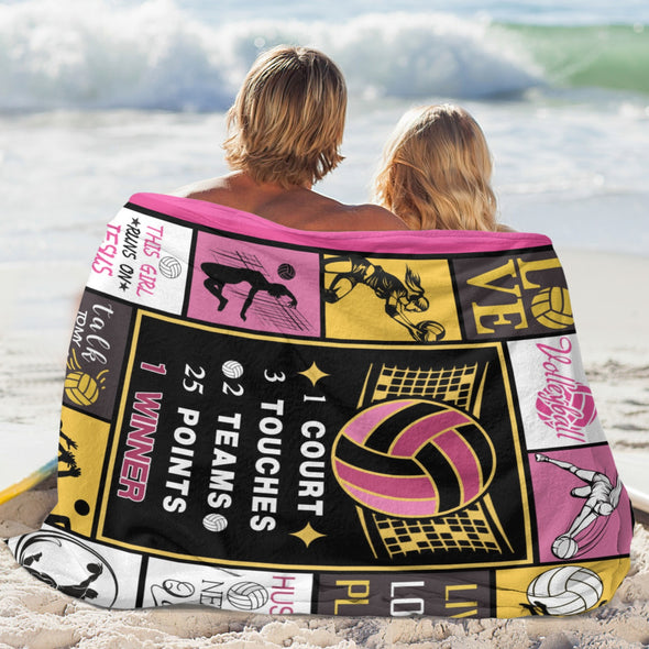 Volleyball Pattern Blanket Fleece Throw Blanket Super Soft Warm Gifts for Baby Girls Boys Kids Mom Grandma Room Decor
