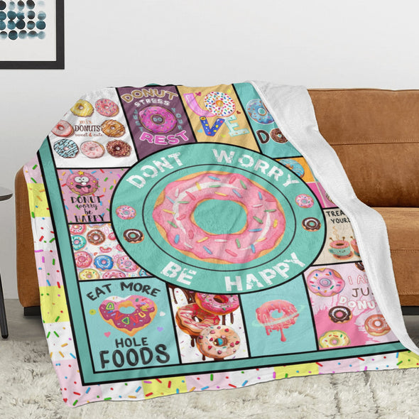 Donut Pattern Blanket Fleece Throw Blanket Super Soft Warm Gifts for Baby Girls Boys Kids Mom Grandma Room Decor
