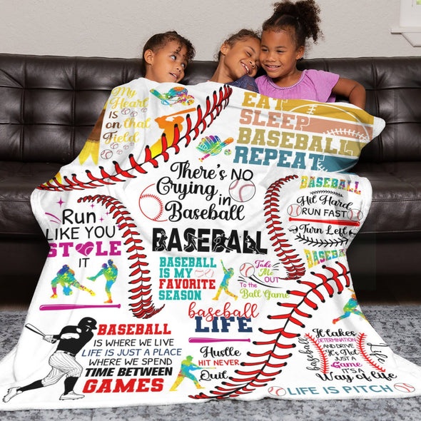 Baseball Pattern Blanket Fleece Throw Blanket Super Soft Warm Gifts for Baby Girls Boys Kids Mom Grandma Room Decor