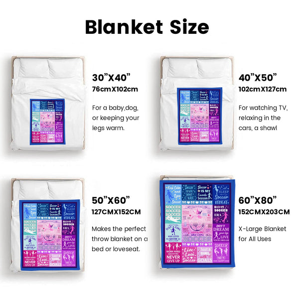 Soccer Blanket, Soccer Sports Themed Throw, Soft Nap Throw Blanket for Home Boys Girls Women Men Soccer Lovers Gifts