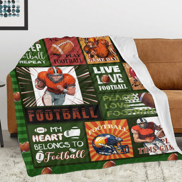 Football Pattern Blanket Fleece Throw Blanket Super Soft Warm Gifts for Baby Girls Boys Kids Mom Grandma Room Decor