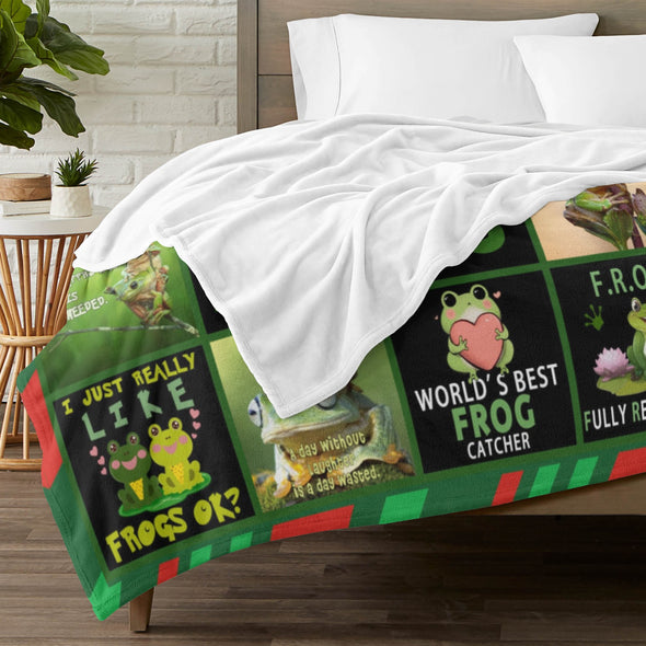 Frog Pattern Blanket Fleece Throw Blanket Super Soft Warm Gifts for Baby Girls Boys Kids Mom Grandma Room Decor