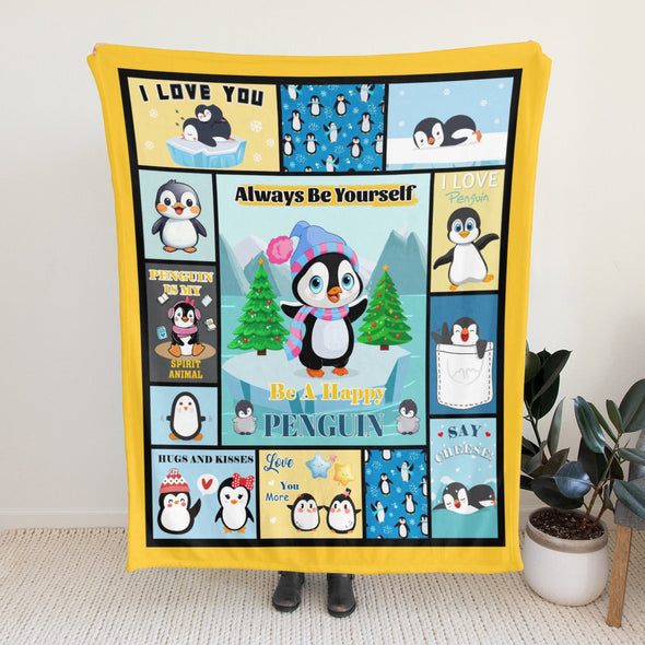 Penguin Blanket Fleece Throw Blanket Super Soft Warm Gifts for Baby Girls Boys Kids Mom Grandma Room Decor