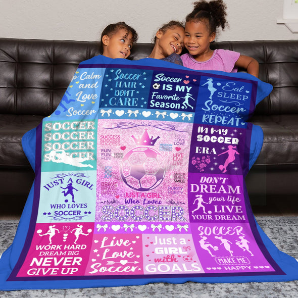 Soccer Blanket, Soccer Sports Themed Throw, Soft Nap Throw Blanket for Home Boys Girls Women Men Soccer Lovers Gifts