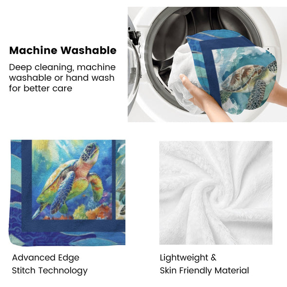 Turtle Pattern Blanket Fleece Throw Blanket Super Soft Warm Gifts for Baby Girls Boys Kids Mom Grandma Room Decor