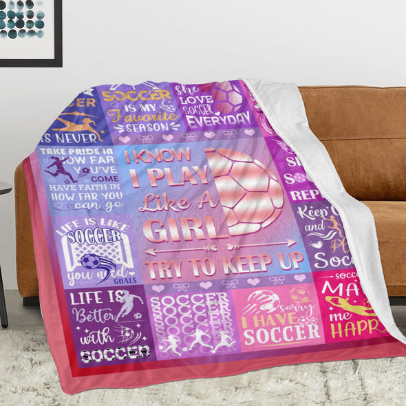 Soccer Blanket, Soccer Sports Themed Throw, Soft Nap Throw Blanket for Home Boys Girls Women Men Soccer Lovers Gifts