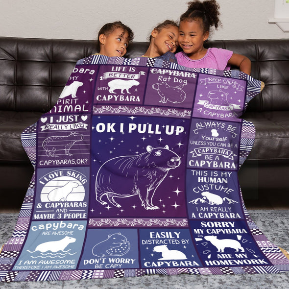 Capybara Pattern Blanket Fleece Throw Blanket Super Soft Warm Gifts for Baby Girls Boys Kids Mom Grandma Room Decor