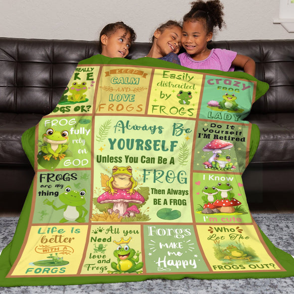 Frog Pattern Blanket Fleece Throw Blanket Super Soft Warm Gifts for Baby Girls Boys Kids Mom Grandma Room Decor