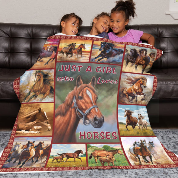 Horse Blanket Gift for Women Girl Who Loves Horses for Sofa Couch Bed Room Birthday Decor Bed Travel