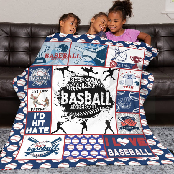 Baseball Pattern Blanket Fleece Throw Blanket Super Soft Warm Gifts for Baby Girls Boys Kids Mom Grandma Room Decor