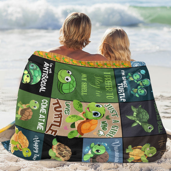 Turtle Pattern Blanket Fleece Throw Blanket Super Soft Warm Gifts for Baby Girls Boys Kids Mom Grandma Room Decor