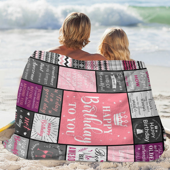 Birthday Gifts for Women Blanket, Happy Birthday Decorations Throw for Girls Her Friend Mom Sister Grandma Wife