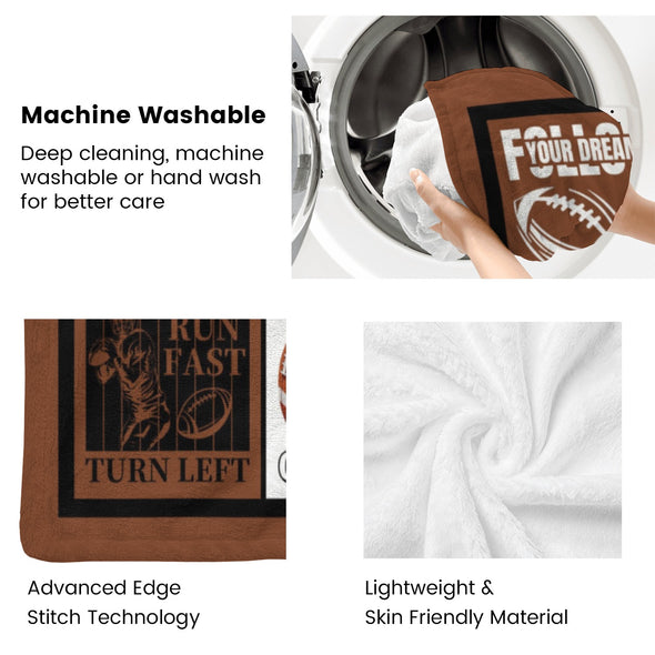 Football Pattern Blanket Fleece Throw Blanket Super Soft Warm Gifts for Baby Girls Boys Kids Mom Grandma Room Decor