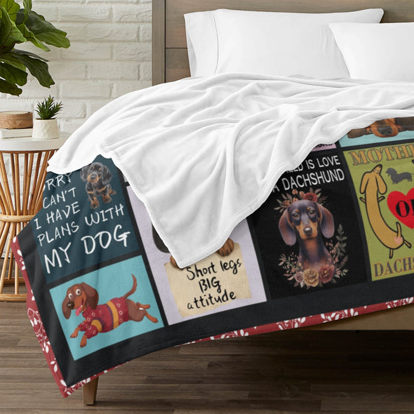 Dachshund Pattern Blanket Fleece Throw Blanket Super Soft Warm Gifts for Baby Girls Boys Kids Mom Grandma Room Decor
