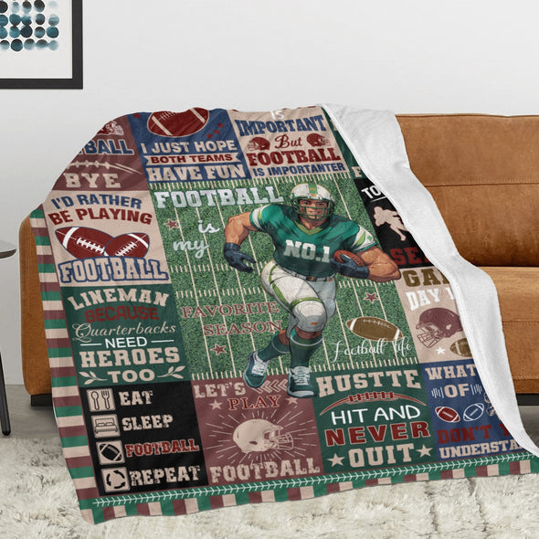 Football Pattern Blanket Fleece Throw Blanket Super Soft Warm Gifts for Baby Girls Boys Kids Mom Grandma Room Decor