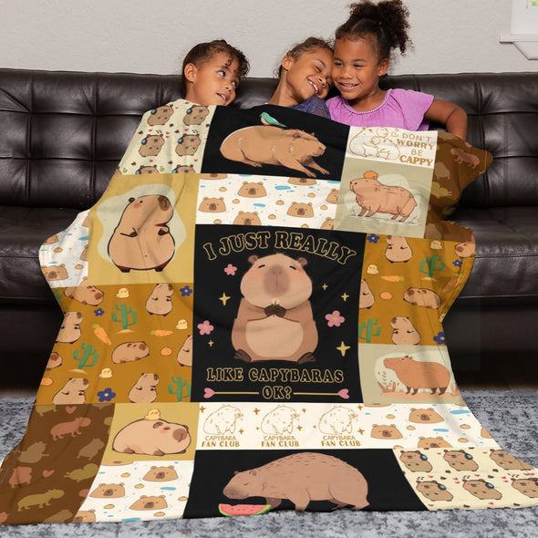 Capybara Pattern Blanket Fleece Throw Blanket Super Soft Warm Gifts for Baby Girls Boys Kids Mom Grandma Room Decor