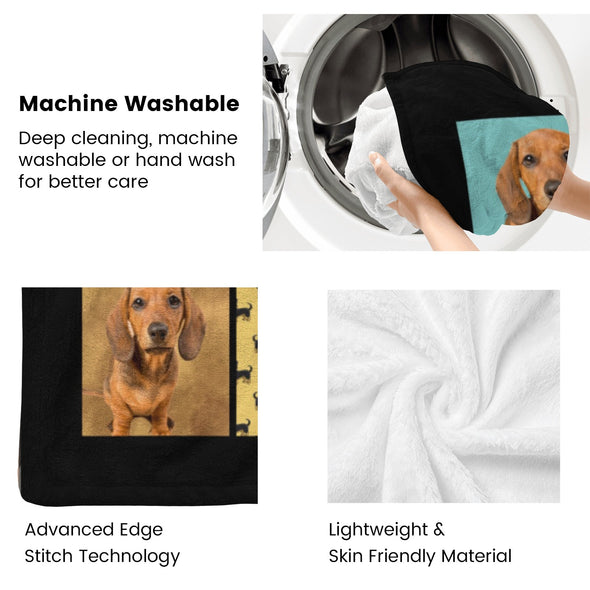 Dachshund Pattern Blanket Fleece Throw Blanket Super Soft Warm Gifts for Baby Girls Boys Kids Mom Grandma Room Decor
