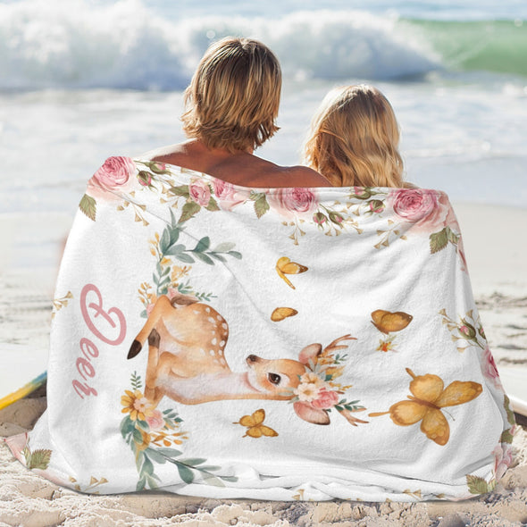 Deer Pattern Blanket Fleece Throw Blanket Super Soft Warm Gifts for Baby Girls Boys Kids Mom Grandma Room Decor