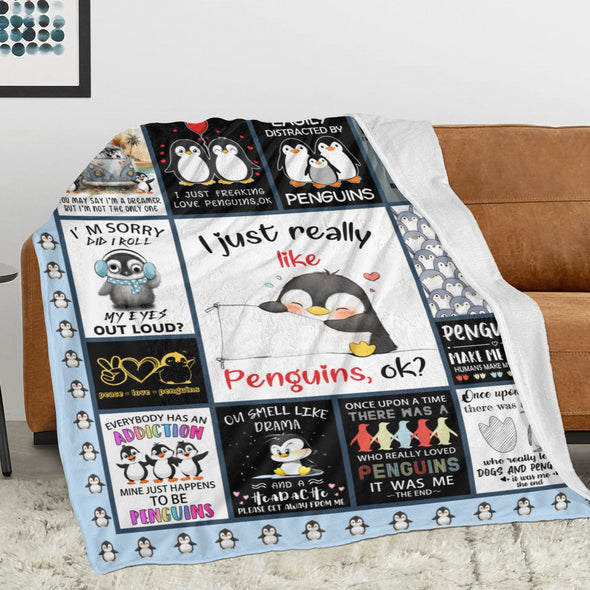Penguin Blanket Fleece Throw Blanket Super Soft Warm Gifts for Baby Girls Boys Kids Mom Grandma Room Decor