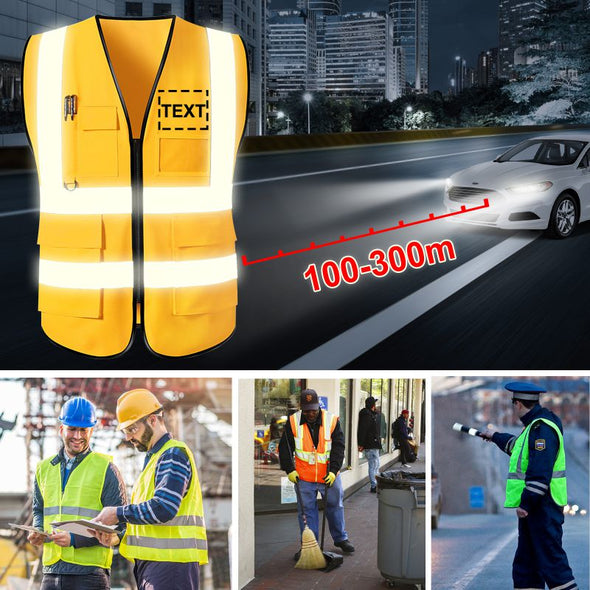 Custom Safety Vest for Men Women, Personalized Logo High Visibility Reflective Vest Bulk With Photo Text
