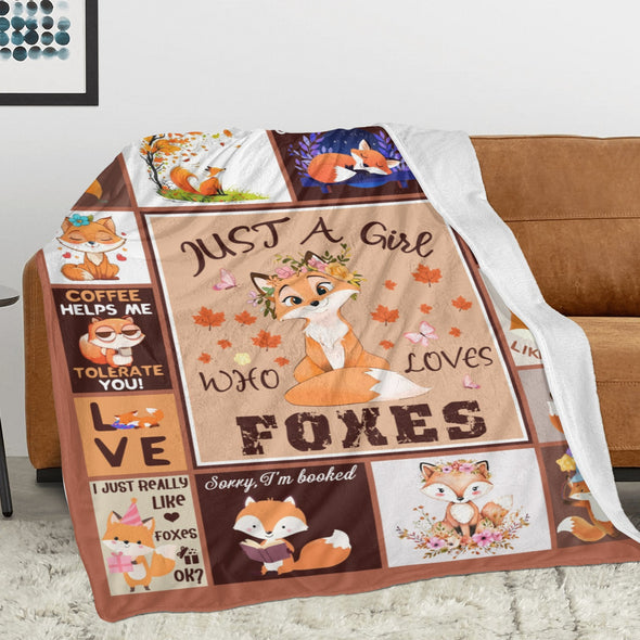 Fox Pattern Blanket Fleece Throw Blanket Super Soft Warm Gifts for Baby Girls Boys Kids Mom Grandma Room Decor