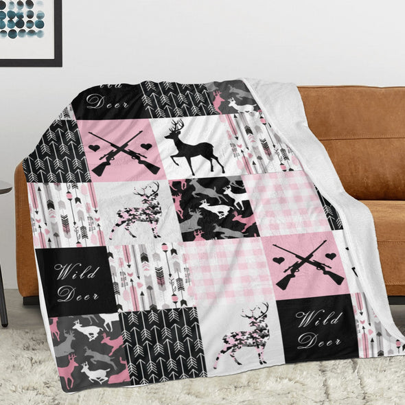 Deer Pattern Blanket Fleece Throw Blanket Super Soft Warm Gifts for Baby Girls Boys Kids Mom Grandma Room Decor