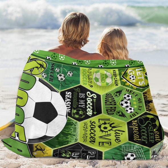 Soccer Blanket, Soccer Sports Themed Throw, Soft Nap Throw Blanket for Home Boys Girls Women Men Soccer Lovers Gifts