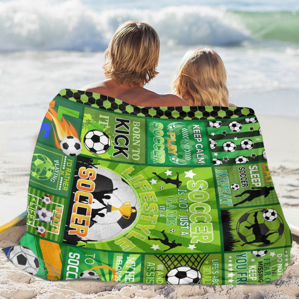 Soccer Blanket, Soccer Sports Themed Throw, Soft Nap Throw Blanket for Home Boys Girls Women Men Soccer Lovers Gifts