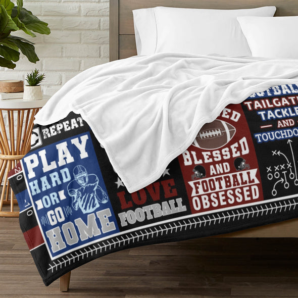 Football Pattern Blanket Fleece Throw Blanket Super Soft Warm Gifts for Baby Girls Boys Kids Mom Grandma Room Decor