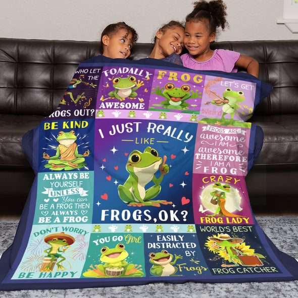 Frog Pattern Blanket Fleece Throw Blanket Super Soft Warm Gifts for Baby Girls Boys Kids Mom Grandma Room Decor