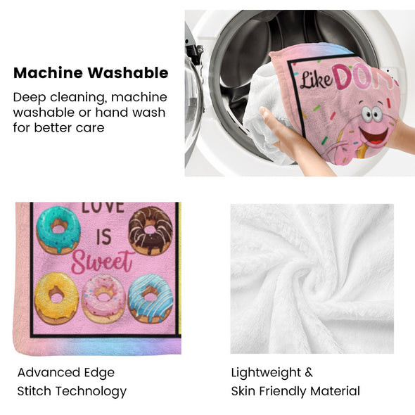 Donut Pattern Blanket Fleece Throw Blanket Super Soft Warm Gifts for Baby Girls Boys Kids Mom Grandma Room Decor