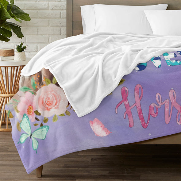 Horse Blanket Gift for Women Girl Who Loves Horses for Sofa Couch Bed Room Birthday Decor Bed Travel
