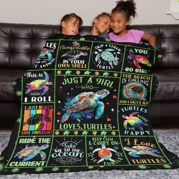 Turtle Pattern Blanket Fleece Throw Blanket Super Soft Warm Gifts for Baby Girls Boys Kids Mom Grandma Room Decor