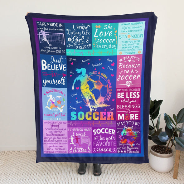 Soccer Blanket, Soccer Sports Themed Throw, Soft Nap Throw Blanket for Home Boys Girls Women Men Soccer Lovers Gifts