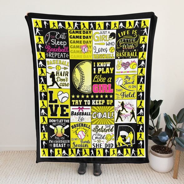 Baseball Pattern Blanket Fleece Throw Blanket Super Soft Warm Gifts for Baby Girls Boys Kids Mom Grandma Room Decor