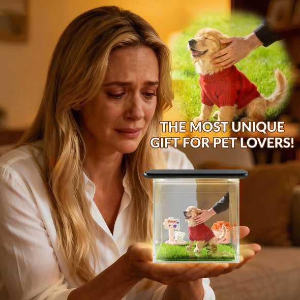 Personalized Dog Memorial Gifts 3D Projection Pet Holographic Digital House Custom with Name Dates for Cat Dog Lovers Desktop Ornaments Decor