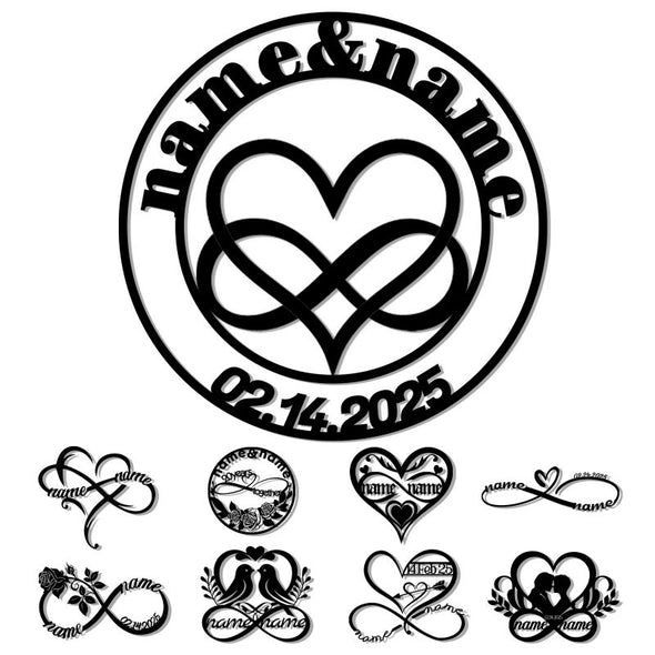 Personalized Wedding Gifts for the Couple Custom Metal Infinity Wall Art Sign Decor with Name and Date Anniversary Valentines Day Gifts