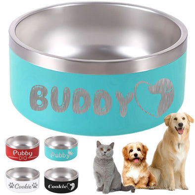 Personalized Dog Bowl with Name, Custom Stainless Steel Food/Water Dishes Engraved Logo Text for Dogs Cat