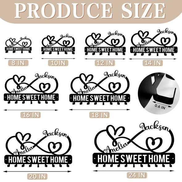 Personalized Metal Key Holder Custom Family Name Rack Hooks for Wall Mount Home Living Room Kitchen Decor Housewarming Wedding Gift