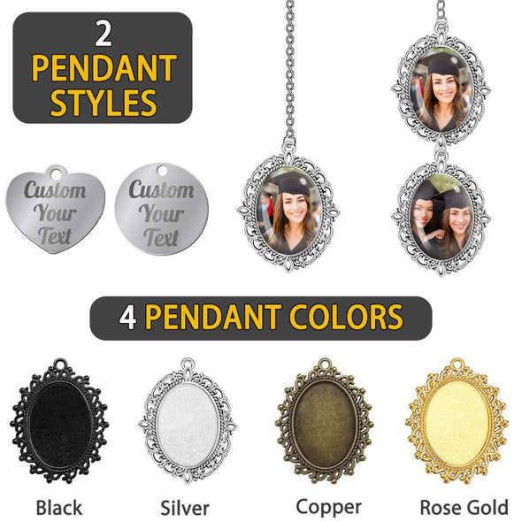 Graduation Tassel Charm Memorial Photo Personalized,  Custom Graduate Cap Charm with Picture Text