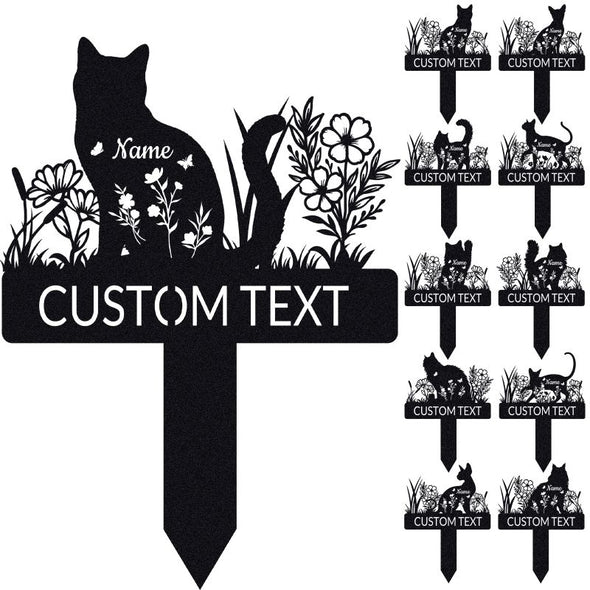 Custom Metal Pet Grave Markers Personalized Cat Breed Memorial Stake Tombstone for Garden Yard Graveside Pet Loss Gifts