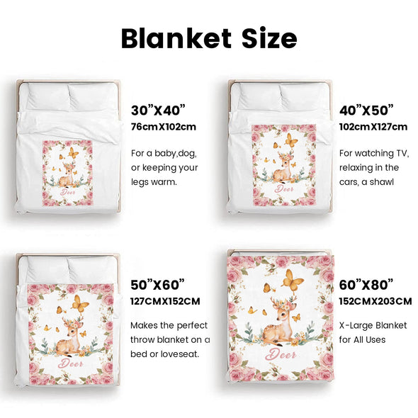 Deer Pattern Blanket Fleece Throw Blanket Super Soft Warm Gifts for Baby Girls Boys Kids Mom Grandma Room Decor