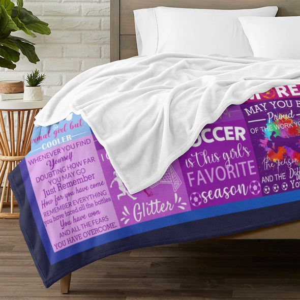 Soccer Blanket, Soccer Sports Themed Throw, Soft Nap Throw Blanket for Home Boys Girls Women Men Soccer Lovers Gifts