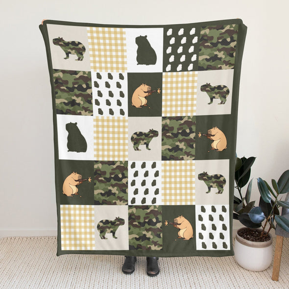 Capybara Pattern Blanket Fleece Throw Blanket Super Soft Warm Gifts for Baby Girls Boys Kids Mom Grandma Room Decor